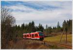 Zwei Alstom Coradia LINT 27 in Doppeltraktion (640 016 und 640 011 fahren am 20.03.2014 als RB 93 (Rothaarbahn) Siegen - Kreuztal - Erndtebrück - Bad Berleburg auf der KBS 443  Rothaarbahn  in