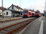 650 322 und 650 323 Kreuzung in Ichenhausen auf der Kammeltalstrecke KSB 978 am 22.02.2019.