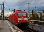 Die DB 101 009-9 (91 80 6101 009-9 D-DB) der DB Fernverkehr AG, f�hrt am 21 Oktober 2025 von der Bereitstellung, mit dem IC 2155 von K�ln Hbf nach Gera Hbf in den Hauptbahnhof K�ln ein.
