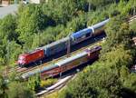 Messzug bestehend aus ÖBB 1116 231-0 und Voith 870 C auf der Geislinger Steige am 26.08.2007.