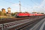 Am 19 September 2016 treft 112 124 mit ein RE nach Stralsund in Angerm�nde ein.