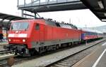 120 127-6 mit Schadzug in Ulm am 09.10.2010.