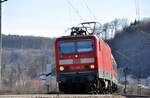 143 886-0 mit Nahverkehrszug in Urspring am 01.03.2010.