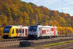 Die an die IGE - Internationale Gesellschaft für Eisenbahnverkehr vermietete Railpool 185 678-0 (91 80 6185 678-0 D-Rpool) fährt als Lz am 03.11.2018 durch den Bf Dillenburg in Richtung