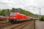  Die 187 107 (91 80 6187 107-8 D-DB) der DB Cargo Deutschland AG fährt am 16.06.2017 mit der kalten 189 069-8 (91 80 6189 069-8 D-DB) und einem gem.