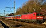 112 168-0 mit dem SH Express nach Flensburg steht hier im Bhf Schleswig.
