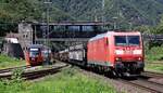 DB 185 080-8 REV/LMR 9 /13.09.18 mit Misch-Güterzug Durchfahrt Bingen am Rhein.