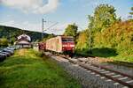 Zufallsfoto, mit Streiflicht! Unerwartet kam 185 194-8 mit einem Mischer heute am Abend durch Neckargerach gen Neckarelz gefahren.
