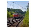 Die 111 156-6 schiebt den RE 9 (Rhein-Sieg-Express) Siegen - K�ln - Aachen nun von Betzdorf (Sieg) weiter in Richtung K�ln.