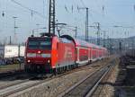 DB: RE Offenburg-Basel Badischer Bahnhof mit der 146 113-6 bei der Einfahrt in den Bahnhof Weil am Rhein am 10.
