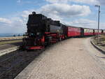 99 7247-2 fährt in die Brocken-Station ein am 27.07.2019.