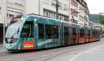 Straßenbahn / Stadtverkehr;  Freiburg/Breisgau;  GT 8 U Nr.303 von CAF Baujahr 2015 bei der Haltestelle Theater in Freiburg/Breisgau am 06.07.2019.