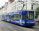 Straßenbahn / Stadtverkehr; Zwickau;   GT 6 M Nr.907 von MAN Baujahr 1993 am Neuenmarkt in Zwickau am 17.04.2017.