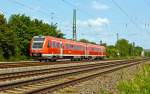   Der  RegioSwinger  Dieseltriebwagen mit Neigetechnik 612 508 / 612 008 der DB Regio  f�hrt am 02.06.2014 bei Dutenhofen  als RE 25  Lahntalexpress  Gie�en – Wetzlar – Limburg (Lahn)