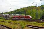  Ein Dieseltriebwagen Alstom Coradia LINT 41 der DB Regio (DreiLänderBahn) fährt am 17.05.2012 als RB 95 (Dillenburg-Siegen-Au/Sieg) von Betzdorf/Sieg weiter in Richtung Au(Sieg).