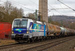 Die an die RTB Cargo GmbH vermietete SIEMENS Vectron AC – 193 810-9 „Salzburg“ (91 80 6193 810-9 D-Rpool) der Railpool GmbH (M�nchen), f�hrt am 22.03.2021 mit einem Kesselwagenzug