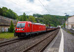 Die 187 186 (91 80 6187 186-2 D-DB) der DB Cargo AG f�hrt am 08 Mai 2026 mit einem Warmband-Coilzug durch Kirchen/Sieg in Richtung Siegen bzw.