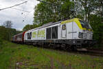 Die 187 186 (91 80 6187 186-2 D-DB) der DB Cargo AG f�hrt am 08 Mai 2026 mit einem Warmband-Coilzug durch Kirchen/Sieg in Richtung Siegen bzw.