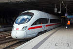 Der 7-teilige ICE T (BR 411) – Tz 1116 Halle (Saale) der DB Fernverkehr AG verlässt am 19 März 2019, als ICE 1601 (von Hamburg-Altona via Hamburg Hbf, Berlin Südkreuz, Berlin,