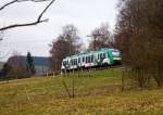   Noch in Farbgebung der vectus, aber der HLB Hessenbahn GmbH gehörende, fährt der VT 253 (95 80 0648 153-4 D-HEB / 95 80 0648 653-3 D-HEB) am 03.03.2016 als RB 90  Westerwald-Sieg-Bahn 