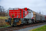   Die neuste Errungenschaft der KSW (Kreisbahn Siegen-Wittgenstein), die Lok 47 (92 80 1271 027-5 D-KSW), ex D 2 der HFM, eine Vossloh G 1000 BB, steht am 15.12.2016 in Neunkirchen-Struthütten