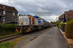Nun hat die KSW 47 (92 80 1271 027-5 D-KSW), ex D 2 der HFM, eine Vossloh G 1000 BB der KSW (Kreisbahn Siegen-Wittgenstein), den Coilzug übernommen und zieht diesen nun vom KSW Rbf Herdorf weiter