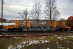 Vierachsiger leerer Drehgestell-Flachwagen mit Doppelrungen, 37 84 4616 533-4 NL-ORME, der Gattung Smnps, Bauart 193-4, der On Rail Gesellschaft f�r Eisenbahnausr�stung und Zubeh�r mbH (Mettmann),