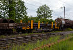 Vierachsiger Drehgestell-Flachwagen mit Doppelrungen, 37 84 4616 504-5 NL-ORME, der Gattung Smnps, Bauart 193-4, der On Rail Gesellschaft f�r Eisenbahnausr�stung und Zubeh�r mbH (Mettmann), vermietet