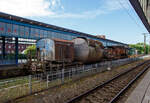 Der achtachsige Torpedowagen T 22 (86001) am 24 Juni 2025 beim Hauptbahnhof Oberhausen am Museumsbahnsteig/-gleis.