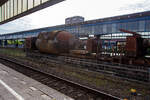 Der achtachsige Torpedowagen T 22 (86001) am 24 Juni 2025 beim Hauptbahnhof Oberhausen am Museumsbahnsteig/-gleis.