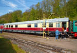   Der TEE Kanzlerwagen D-DB 61 80 89-90 001-2 der Gattung WGSmz 853 vom DB Museum (Deutsche Bahn Stiftung) am 30.04.2017 als Gast im Eisenbahnmuseum Bochum-Dahlhausen.