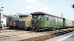 Schmalspur Personenwagen der L��nitzgrundbahn in Radebeul-Ost am 12.04.2016.