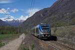 Der FS Trenitalia Minuetto ALe 501 / ME 55, bestehend aus den Elementen 94 83 3501 055-9 I-IT, 9483 0220 055-5 I-TI und 94 83 4502 055-6 I-TI ist als Trenitalia Regionalzug 10249 von Domodossola nach