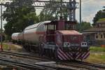Das Ziehen der Kesselwagen klappte im Bahnhof von Ferreara, aber das zur�ckschieben ist zu schwer f�r Diesellok D 255 2001, Hilfe naht.