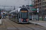 Testphase des n�chsten Abschnitts der Stra�enbahn der Stadt Luxemburg, zwischen dem Hauptbahnhof und der St�ereplaz.