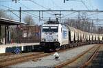 TRAXX am Kopf in Oss am 2 März 2021, wo LTE (1)286 940 mit ein Getreidezug in Oss eingetroffen ist.