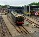 Der NS Mat ’24-Triebwagenzug (BD 9107, C 8553 und C 8104) „Blokkendozen“ (Kastendose) am 24 Juni 2025 im Het Spoorwegmuseum (bis 2005 NSM - Nederlands Spoorwegmuseum /