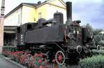ÖBB 91.32 auf dem Sockel in Mürzzuschlag am 13.08.1986.
