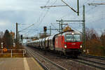 Die �BB 1293 191 (91 81 1293 191-3 A-�BB), eine Siemens Vectron MS (X4E) der Variante A60 (L�nderpaket) kommt am 07.12.2022 mit einem Getreidezug (Trichtermittenentladewagen der Gattung Tagnpps) aus