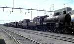 SJ Dampfloks der Kriegsreserve, E (II), F usw. im TGOJ Eisenbahnmuseum Grängesberg am 02.08.1994.