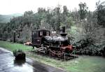 Foto von Kenth Öhlin in Sammlung von Karl Sauerbrey: Dampflok Nr.5, die beim Bau der Erzbahn dabei war, auf dem Denkmalsockel in Narvik, im September 1982.