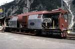 SBB selbstfahrender Feuerlöschwagen in Göschenen am 14.06.1980.