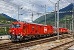Der 4-teilige L�sch- und Rettungszug „Brig“ (ein vierteiliger LRZ 18) der SBB Infrastruktur erreicht am 25 Mai 2023 seinen Heimatbahnhof Brig.