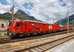 Der 4-teilige L�sch- und Rettungszug „Brig“ (ein vierteiliger LRZ 18) der SBB Infrastruktur erreicht am 25 Mai 2023 seinen Heimatbahnhof Brig.