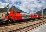 Der 4-teilige Lösch- und Rettungszug  „Brig“ (ein vierteiliger LRZ 18) der SBB Infrastruktur erreicht am 25.05.2023 seinen Heimatbahnhof Brig.