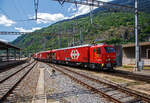Der 4-teilige L�sch- und Rettungszug „Brig“ (ein vierteiliger LRZ 18) der SBB Infrastruktur erreicht am 25 Mai 2023 seinen Heimatbahnhof Brig.