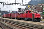 Tunnelrettungszug mit 841 027 steht abgestellt in Erstfeld am 4 Juni 2014.