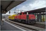 Die SBB Am 841 000-3 mit einem Bauzug in Lausanne.