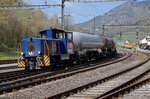VIGIER CEMENT: Die firmeneigene CAROLE 98 85 5232 28 7-3 CH-VICEM von VIGIER CEMENT anl�sslich einer Rangierfahrt mit Cementwagen vom 19.