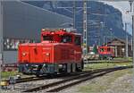 Während im Bahnhof von Meiringen im Hintergrund der Tm 106 002 rangiert, zeigt sich im Vordergrund die moderne Diesellok HGm 2/2 104 003-9 der zb. Die HGm 2/2 104 003 wurde von Stadler 2022 ausgeliefert. Ähnliche Loks sind seit 1995 in Spanien, Österreich und bei der MGB (inkl. GGB) im Einsatz. 
Bei der Zentralbahn wird die HGm 272 003 bei Bedarf mit der neuen Schneeräummaschine kombiniert.  

23. Aug. 2025